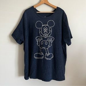 Disney Parks 3X Short Sleeve Tee Heathered Blue Metallic Mickey